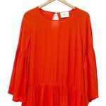 JUST Female Garner Layered Dress Oversized Flowy Midi Orange Red Size Small Photo 6