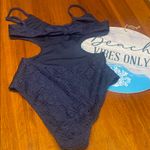 Aerie Chic  Navy Lace Cutout High-cut Swimsuit Photo 1