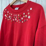 American Vintage  Sweater Sweatshirt MEDIUM Red Crewneck Buttons Pullover Photo 2