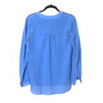Diane Von Furstenberg  Cotton Crepe Roll Tab Sleeve Blouse Blue‎ Size 0 EUC Photo 3