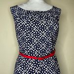 Roz & Ali Black and White Patterned Belted Cap Sleeve Zip Midi Dress Event 20 Photo 1