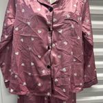 Silky pink pajama set with heart pattern. New Size M Size M Photo 3