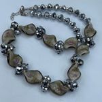 Artisan made glass leaves & hematite beaded necklace Green Photo 3