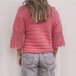 None Vintage hot pink cable knit single button sweater electric preppy style S Photo 2