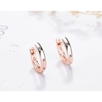 Boutique NEW Unisex 14k Rose Gold S925 Huggie Hoop U‎ Shape Simulated Diamond Earrings Photo 3