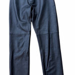 Alexander Julian  Black Leather Straight Leg Pants Photo 0