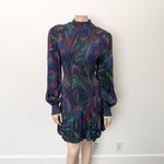Farm Rio [] Amazonia Night Smocked Mock Neck Long Sleeve Mini Dress Size Large L Photo 1
