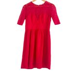 Sandro Paris Red Lace Bustier Style Christmas Holiday Short Dress Size Small Photo 5