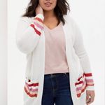 Torrid Valentine Delicate Stripes Open Front Sweater Cardigan - size 1 Photo 7
