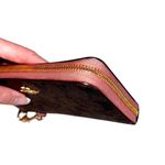 Coach NWOT Long Zip Around Wallet In Signature Canvas Gold Pink Lemonade Brown Photo 7