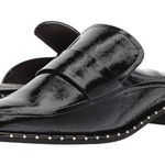 Adrianna Papell Panama Black Crinkled Patent Leather Studded Mules Photo 0