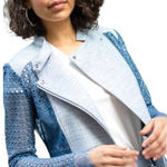 Chelsea And Walker Jacket Women 4 Blue Crochet Lace Mario Denim Jacket Preppy Photo 0