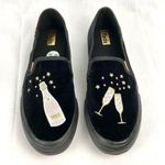 Keds Black Velvet Cheers Sneakers Slip-On Double Decker Shoes New Sz 9.5 NYE Photo 2