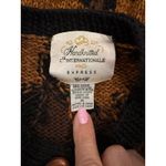 EXPRESS  Long Sleeve Animal Print Cardigan Sweater Ribbed Knit Brown Women's Med Photo 4