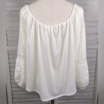 Thyme + Honey Boho Peasant Blouse w Crochet Details Cream-Medium Photo 2