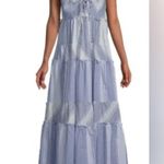 Betsey Johnson  Stripe Play Yarn-Dye  Tiered Maxi Dress Blue Small size Gingham Photo 4