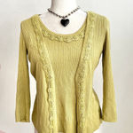 Requirements Vintage Green Lace Cardigan‎ 2-Fer Y2K 2000s Fairycore Boho 90s Small Photo 0