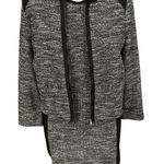 Eileen Fisher  Black Grey Tweed Dress Blazer Jacket Set Colorblock Medium Petite Photo 0