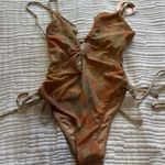 Ambrosia Shiny Orange Floral Print Lace Photo 4