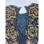 Black Tie Beaded Dress Size 10 Gold Flowers Vintage Cocktail‎ Party Photo 7