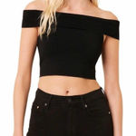 French Connection  Odelia‎ Off Shoulder Crop Top, Black, Size Medium, NWT Photo 0