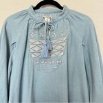 Anthropologie  Ne Quittez Pas Denim Tassel Embroidered Swing Dress NEW Size M Photo 5