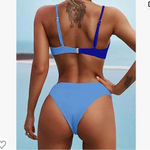 Zaful NWT! Women’s blue color block ribbed two piece bathing suit Medium Photo 1