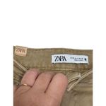 ZARA Women's Pants High-Waisted Cotton Pleated Skinny Cotton Denim Tan Size 2 Photo 4