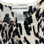 Vintage Leopard Print Lace Crew Neck Brown Black Rhinestone Knit Sweater size S Photo 6