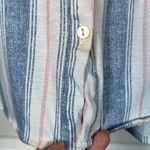 Eden & Olivia  Blue White Stripe Button Down Ruffle Sleeve Shirt Size 2X #0459-LA Photo 2