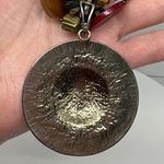 Vintage Boho Multi Strand Beaded Necklace Statement Pendant Earth Tone Colors Brown Photo 6