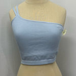 Aerie New XL Light Blue Ribbed Asymmetrical Crop Top Photo 0