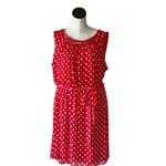 NWOT Red Polka Dot Dress Sleeveless Belted Chiffon Fabric Size undefined Photo 3