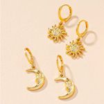 Boutique 14k Gold tone Sun and Moon Earrings Photo 1