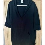 La Blanca  Seaside Cotton Hoodie Gauzy Hooded Swim Cover Up Tunic Large Black Photo 2