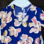A New Day  Blue Floral Short Sleeve Ruffle Hem Dress Photo 1
