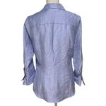 Farinaz Taghavi Size 8 Button Front Blouse Top Periwinkle Shimmer Linen Blend Blue Photo 1