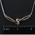 STERLING SILVER 925 & 10K ROSE GOLD FANCY BROWN GENUINE DIAMOND PLAQUE NECKLACE Photo 12