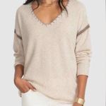 Johnny Was  Whipstitch Pullover Cashmere Sweater‎ in Oatmeal size Small Photo 0