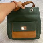 Nine West forest green tote bag with silver hardware. Photo 11