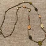 Loft Ann Taylor long gold tone faux stone necklace Photo 0