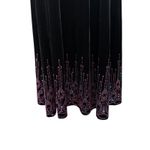 Black‎ Velvet Maxi Dress Pink Rhinestone Beaded Elegant Formal Long Sleeve M VTG Black Size M Photo 3