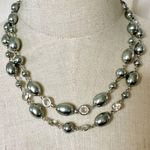 Talbots  silver tone clear crystal double strand necklace Photo 0