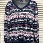 Croft & Barrow Black/Purple V Neck Sweater Long Sleeve Size Large Ribbed Photo 0