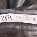 ZARA Women's Black Split Faux Leather Vegan High Waisted Trousers Pants Size 6 Photo 3