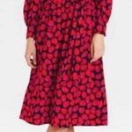 Who What Wear  Women's Red Leaf Patterned Dress Size Small side zipper Photo 1