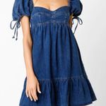 Olivaceous Denim Mini Dress Photo 0
