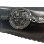 Tory Burch Women's Black Leather Clutch with Snakeskin Trim Photo 5