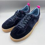 Steve Madden Tucker Navy Sneakers 9 Velour Casual Gum Sole Pink Accents Photo 0