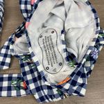 Unique Vintage Navy Gingham Floral Halter Tie Romper Style Swimsuit Sz.S/4 NWT Photo 13